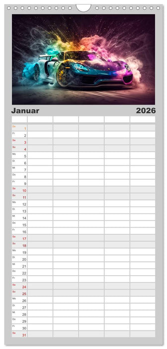 Supercars im Farbenrausch (CALVENDO Familienplaner 2026)