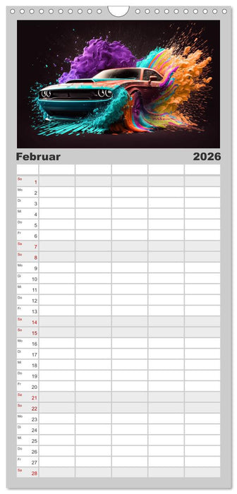 Supercars im Farbenrausch (CALVENDO Familienplaner 2026)