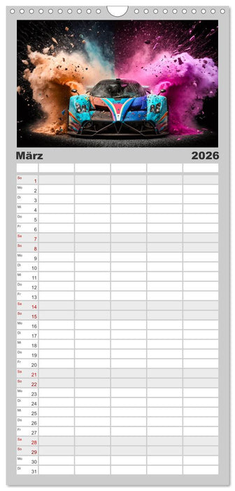 Supercars im Farbenrausch (CALVENDO Familienplaner 2026)