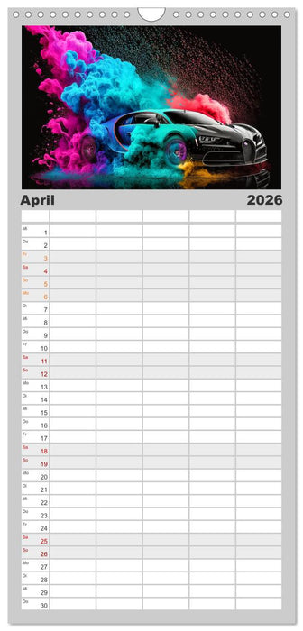 Supercars im Farbenrausch (CALVENDO Familienplaner 2026)