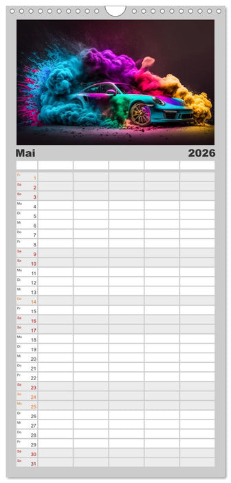 Supercars im Farbenrausch (CALVENDO Familienplaner 2026)