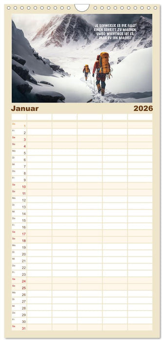 Motivation und Bergsteigen (CALVENDO Familienplaner 2026)
