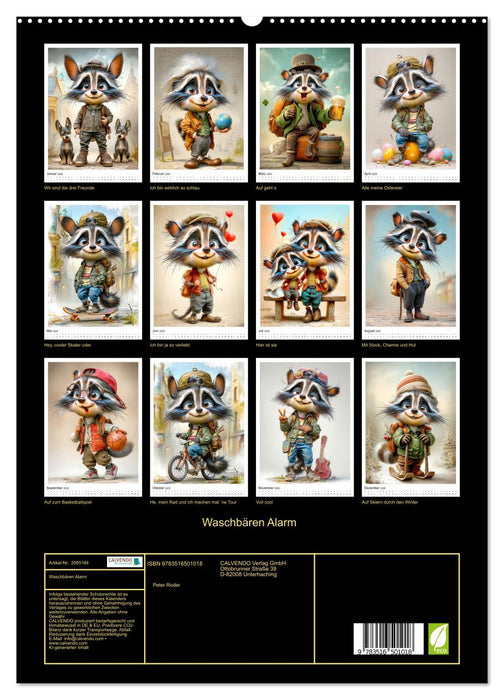 Waschbären Alarm (CALVENDO Premium Wandkalender 2026)