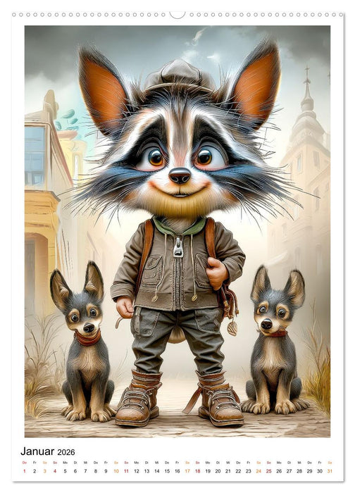 Waschbären Alarm (CALVENDO Premium Wandkalender 2026)