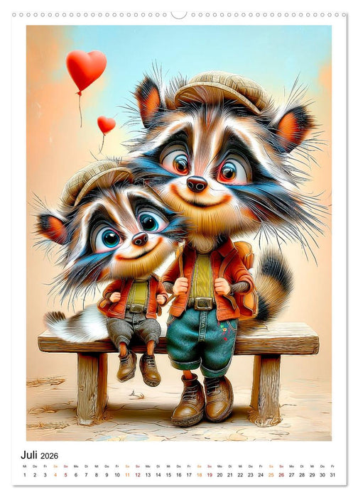 Waschbären Alarm (CALVENDO Premium Wandkalender 2026)