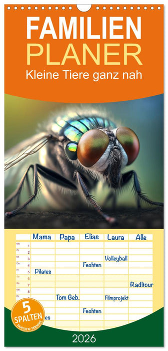 Kleine Tiere ganz nah (CALVENDO Familienplaner 2026)
