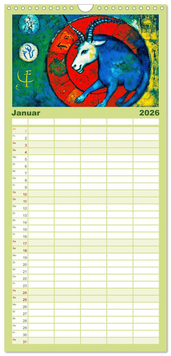 Die zwölf Tierkreiszeichen (CALVENDO Familienplaner 2026)