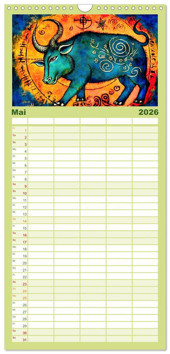 Die zwölf Tierkreiszeichen (CALVENDO Familienplaner 2026)