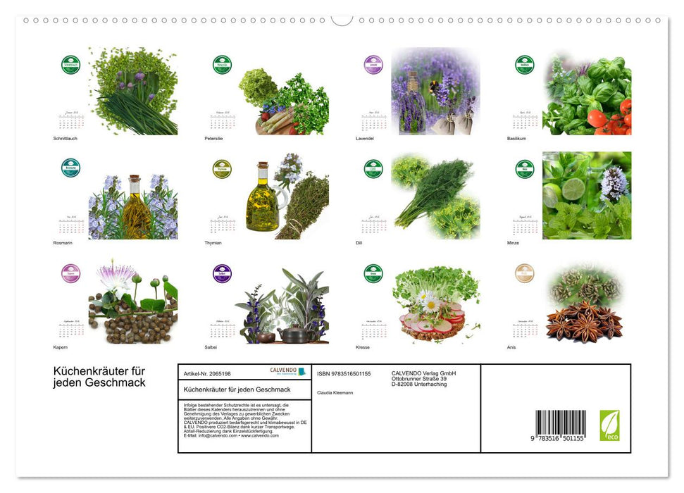 Küchenkräuter für jeden Geschmack (CALVENDO Premium Wandkalender 2026)