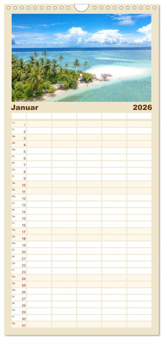 Malediven, Perle im Indischen Ozean (CALVENDO Familienplaner 2026)