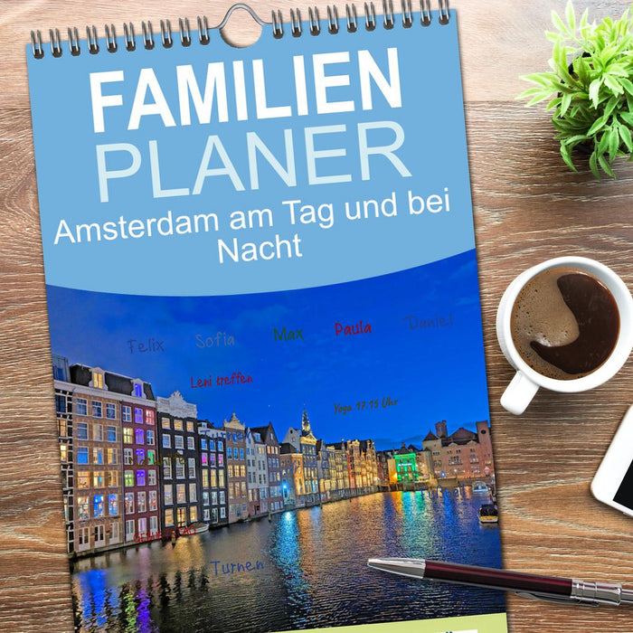 Amsterdam am Tag und bei Nacht (CALVENDO Familienplaner 2026)