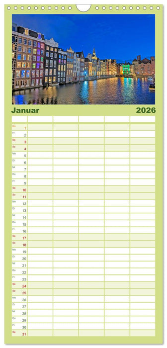 Amsterdam am Tag und bei Nacht (CALVENDO Familienplaner 2026)
