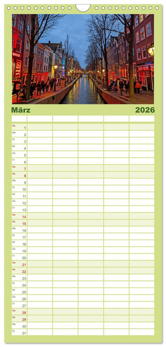 Amsterdam am Tag und bei Nacht (CALVENDO Familienplaner 2026)