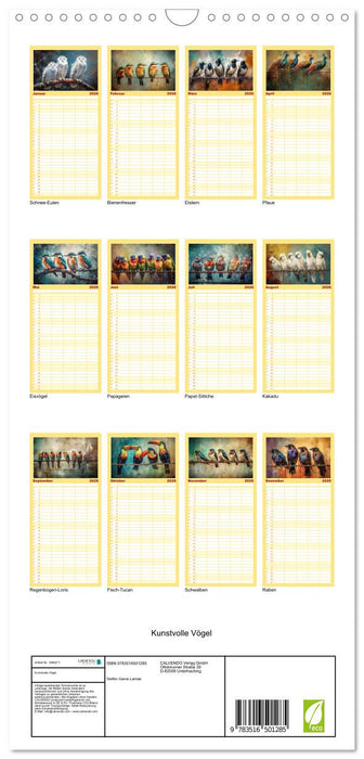 Kunstvolle Vögel (CALVENDO Familienplaner 2026)