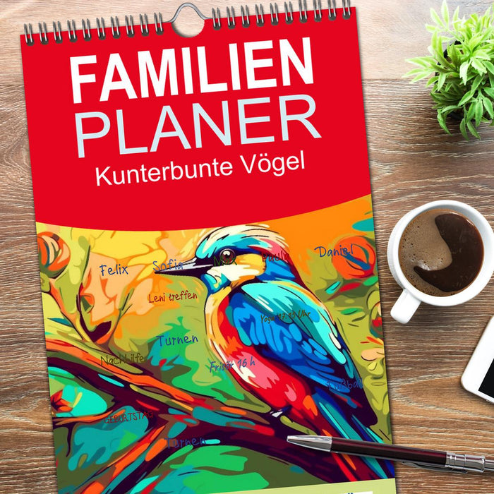 Kunterbunte Vögel (CALVENDO Familienplaner 2026)