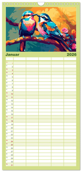 Kunterbunte Vögel (CALVENDO Familienplaner 2026)