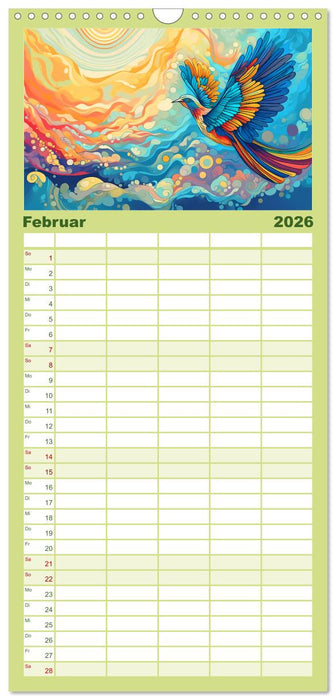 Kunterbunte Vögel (CALVENDO Familienplaner 2026)