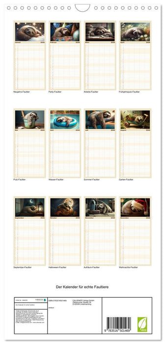 Der Kalender für echte Faultiere (CALVENDO Familienplaner 2026)