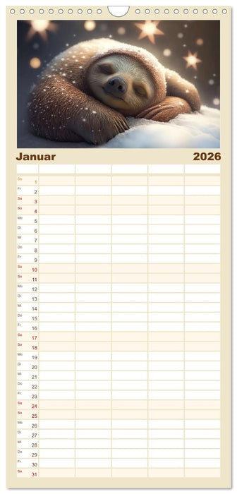 Der Kalender für echte Faultiere (CALVENDO Familienplaner 2026)