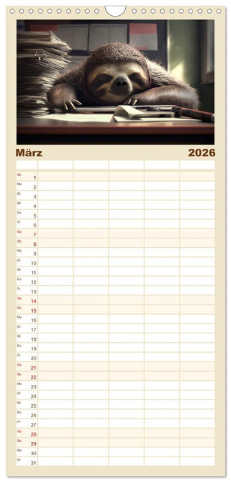 Der Kalender für echte Faultiere (CALVENDO Familienplaner 2026)