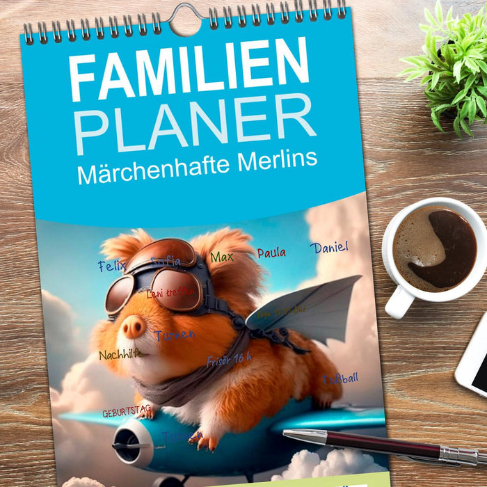 Märchenhafte Merlis - Schweinegeile Illustrationen (CALVENDO Familienplaner 2026)
