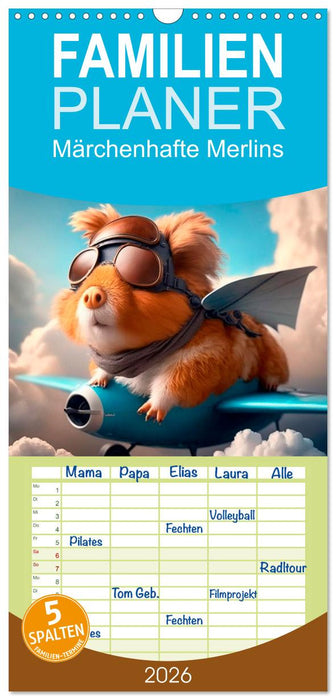 Märchenhafte Merlis - Schweinegeile Illustrationen (CALVENDO Familienplaner 2026)