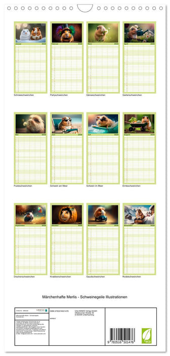 Märchenhafte Merlis - Schweinegeile Illustrationen (CALVENDO Familienplaner 2026)