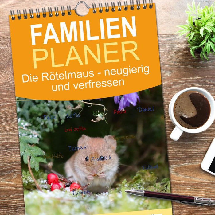 Die Rötelmaus - neugierig und verfressen (CALVENDO Familienplaner 2026)