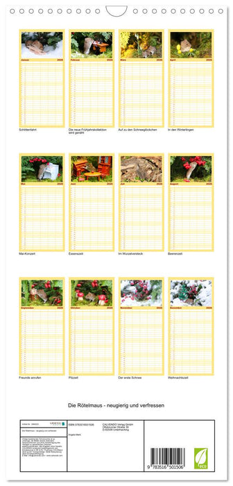 Die Rötelmaus - neugierig und verfressen (CALVENDO Familienplaner 2026)