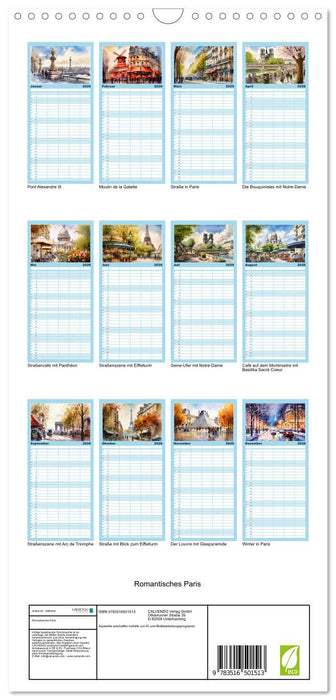 Romantisches Paris (CALVENDO Familienplaner 2026)