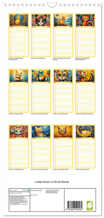 Lustige Katzen im Stil der Meister (CALVENDO Familienplaner 2026)