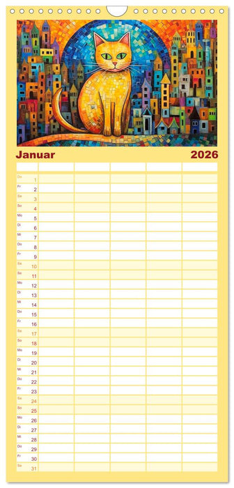Lustige Katzen im Stil der Meister (CALVENDO Familienplaner 2026)