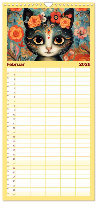 Lustige Katzen im Stil der Meister (CALVENDO Familienplaner 2026)