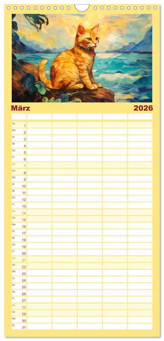 Lustige Katzen im Stil der Meister (CALVENDO Familienplaner 2026)