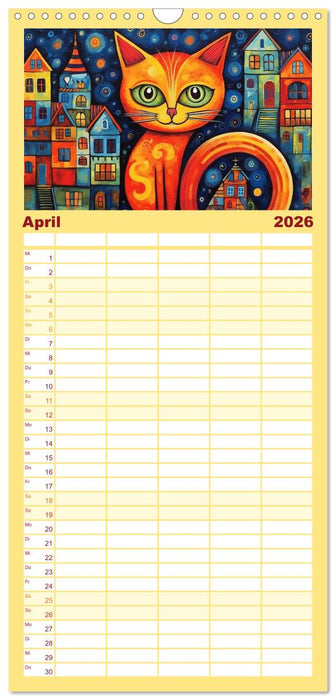 Lustige Katzen im Stil der Meister (CALVENDO Familienplaner 2026)