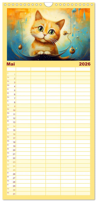 Lustige Katzen im Stil der Meister (CALVENDO Familienplaner 2026)
