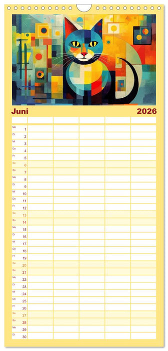 Lustige Katzen im Stil der Meister (CALVENDO Familienplaner 2026)