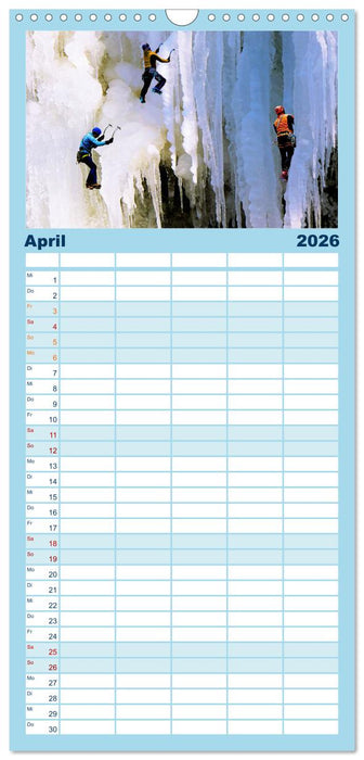 Extremsport Eisklettern (CALVENDO Familienplaner 2026)