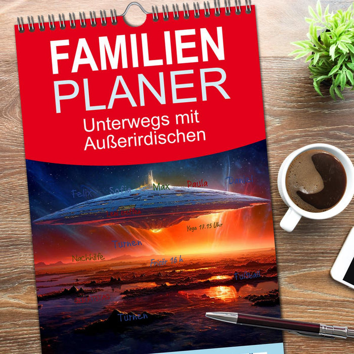 Unterwegs mit Außerirdischen (CALVENDO Familienplaner 2026)