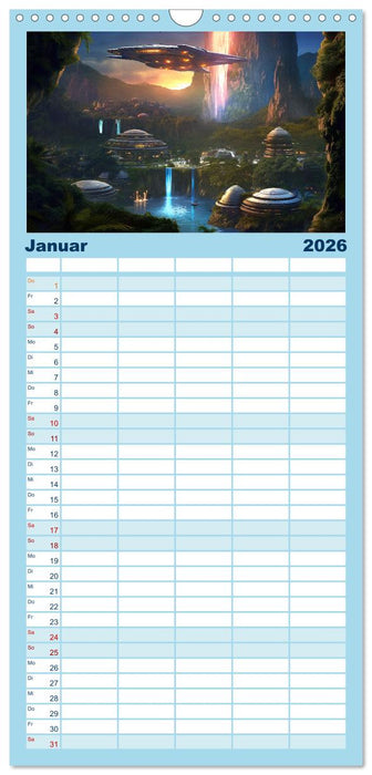 Unterwegs mit Außerirdischen (CALVENDO Familienplaner 2026)