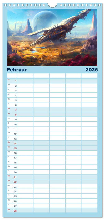 Unterwegs mit Außerirdischen (CALVENDO Familienplaner 2026)