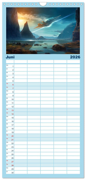 Unterwegs mit Außerirdischen (CALVENDO Familienplaner 2026)