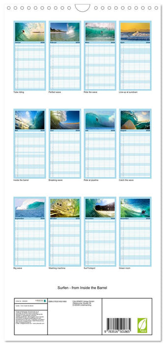 Surfen - from Inside the Barrel (CALVENDO Familienplaner 2026)