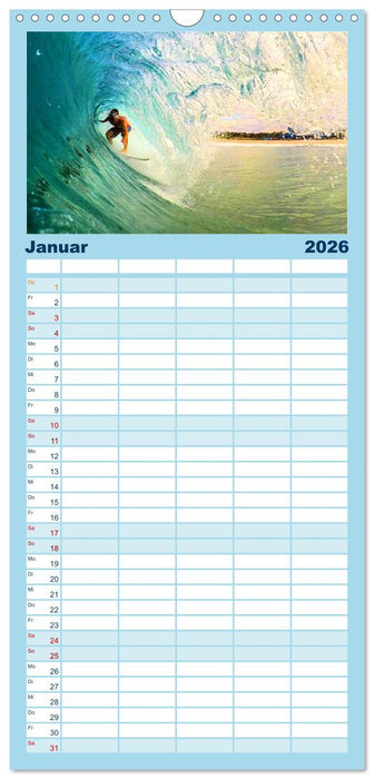 Surfen - from Inside the Barrel (CALVENDO Familienplaner 2026)