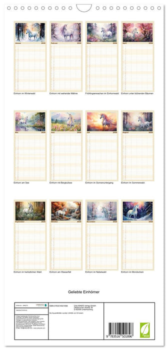 Geliebte Einhörner (CALVENDO Familienplaner 2026)