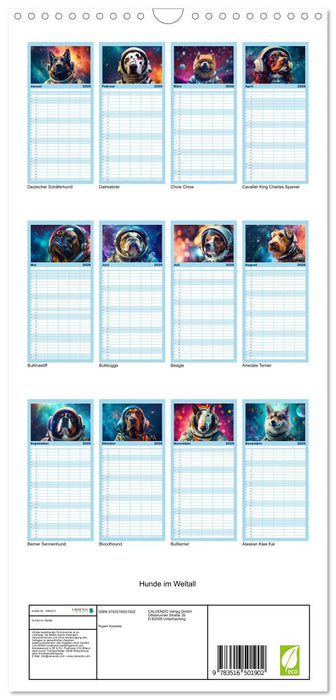 Hunde im Weltall (CALVENDO Familienplaner 2026)