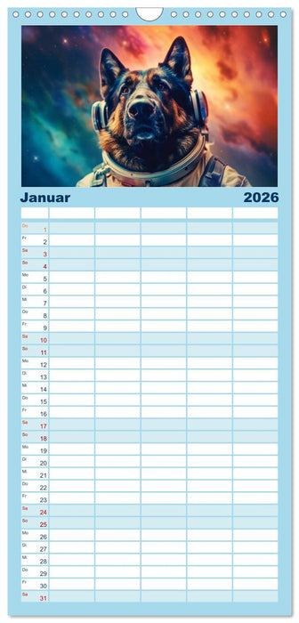 Hunde im Weltall (CALVENDO Familienplaner 2026)