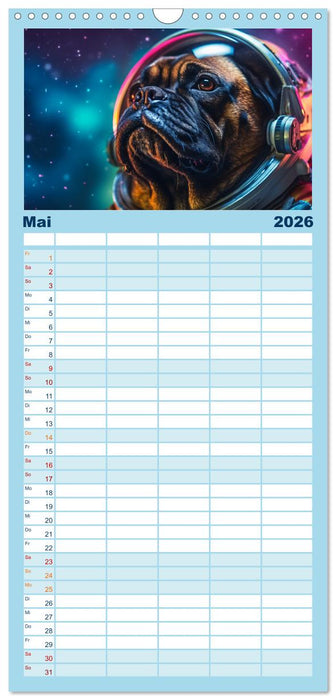 Hunde im Weltall (CALVENDO Familienplaner 2026)