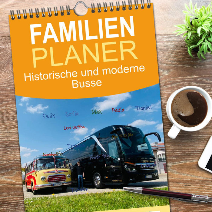 Historische und moderne Busse (CALVENDO Familienplaner 2026)