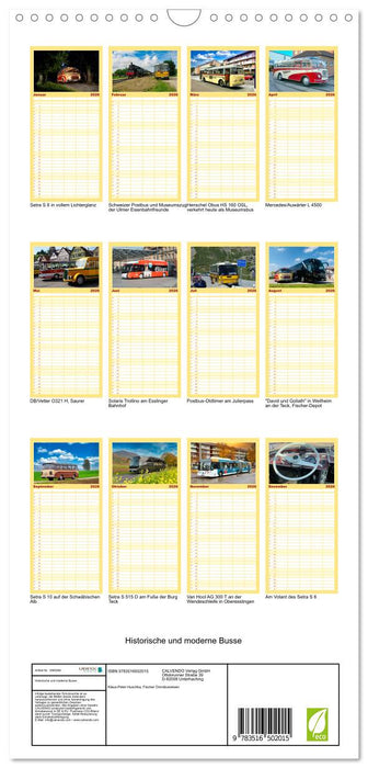 Historische und moderne Busse (CALVENDO Familienplaner 2026)